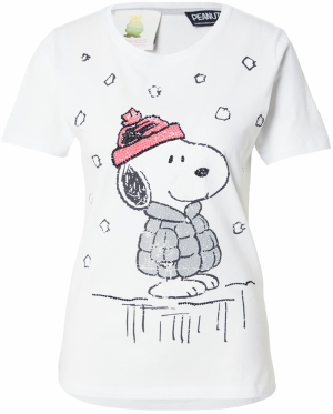 PRINCESS GOES HOLLYWOOD Tričko 'Snoopy'  sivá / svetloružová / čierna / biela