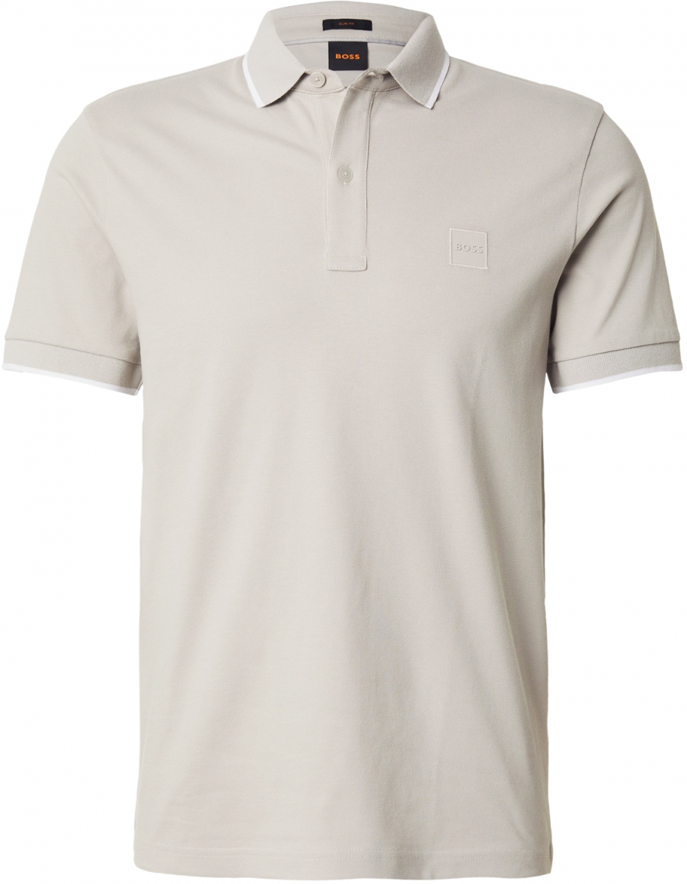 BOSS Tričko 'Passertip'  sivobéžová / biela