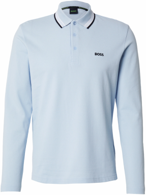 BOSS Tričko 'Plisy'  svetlomodrá / čierna / biela