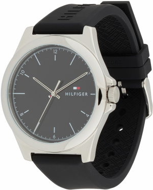 TOMMY HILFIGER Analógové hodinky 'NORRIS'  čierna / strieborná
