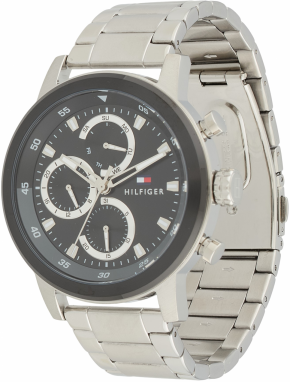 TOMMY HILFIGER Analógové hodinky 'ROCKY'  čierna / strieborná