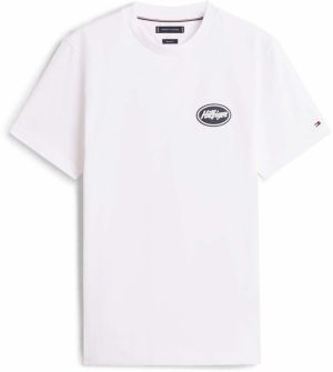 TOMMY HILFIGER Tričko 'SERVICE STATION'  nebielená / námornícka modrá / červená