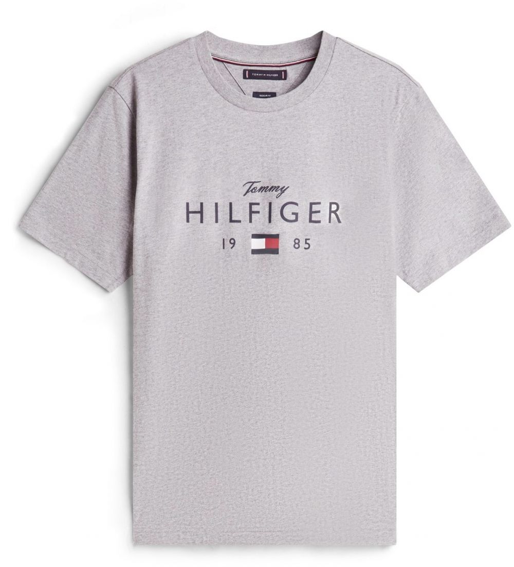 TOMMY HILFIGER Tričko 'BRAND LOVE'  námornícka modrá / sivá / červená