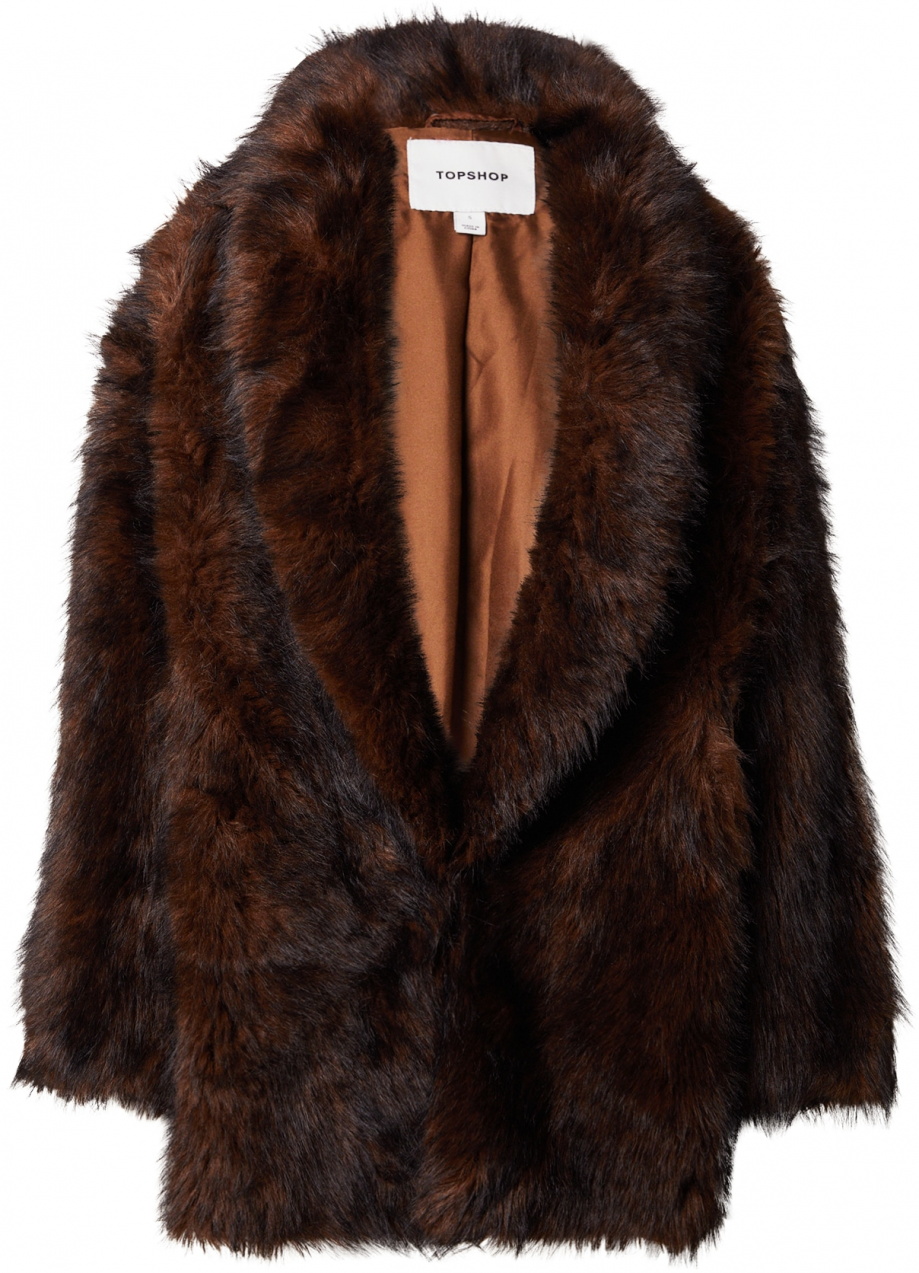 TOPSHOP Zimný kabát  čokoládová / čierna
