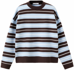 MANGO Oversize sveter 'LOTUINA'  svetlomodrá / tmavohnedá / biela