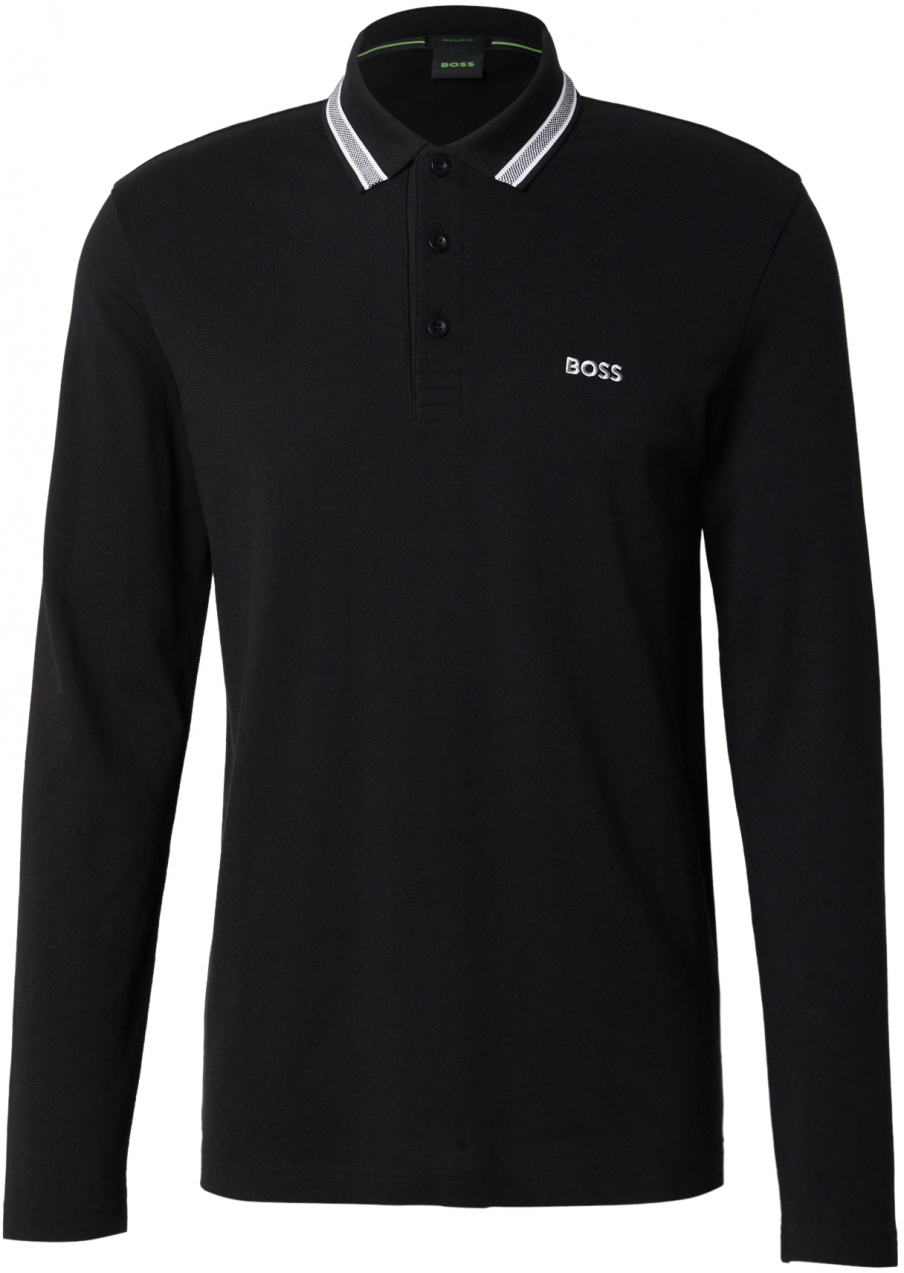 BOSS Tričko 'Plisy'  čierna / biela