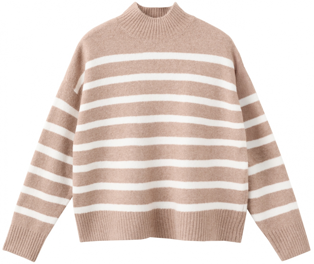 MANGO Sveter 'MINERVA'  svetlohnedá / biela