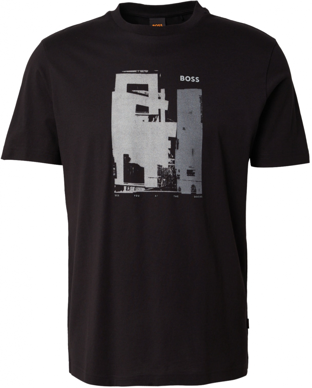 BOSS Tričko 'Te_Imprint'  sivá / tmavosivá / čierna