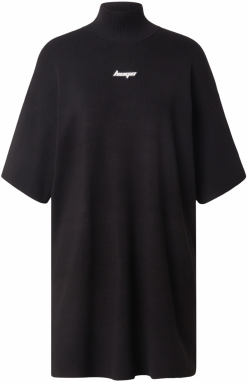 HUGO Pletené šaty 'Simo'  čierna / biela