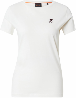 BOSS Tričko 'C_Elove_1'  čokoládová / biela