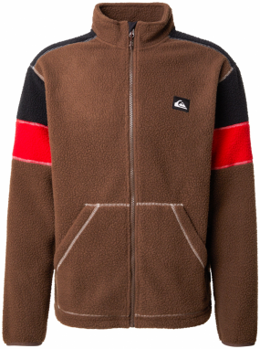 QUIKSILVER Funkčná flisová bunda 'CLEAN COAST BLO'  čokoládová / červená / čierna