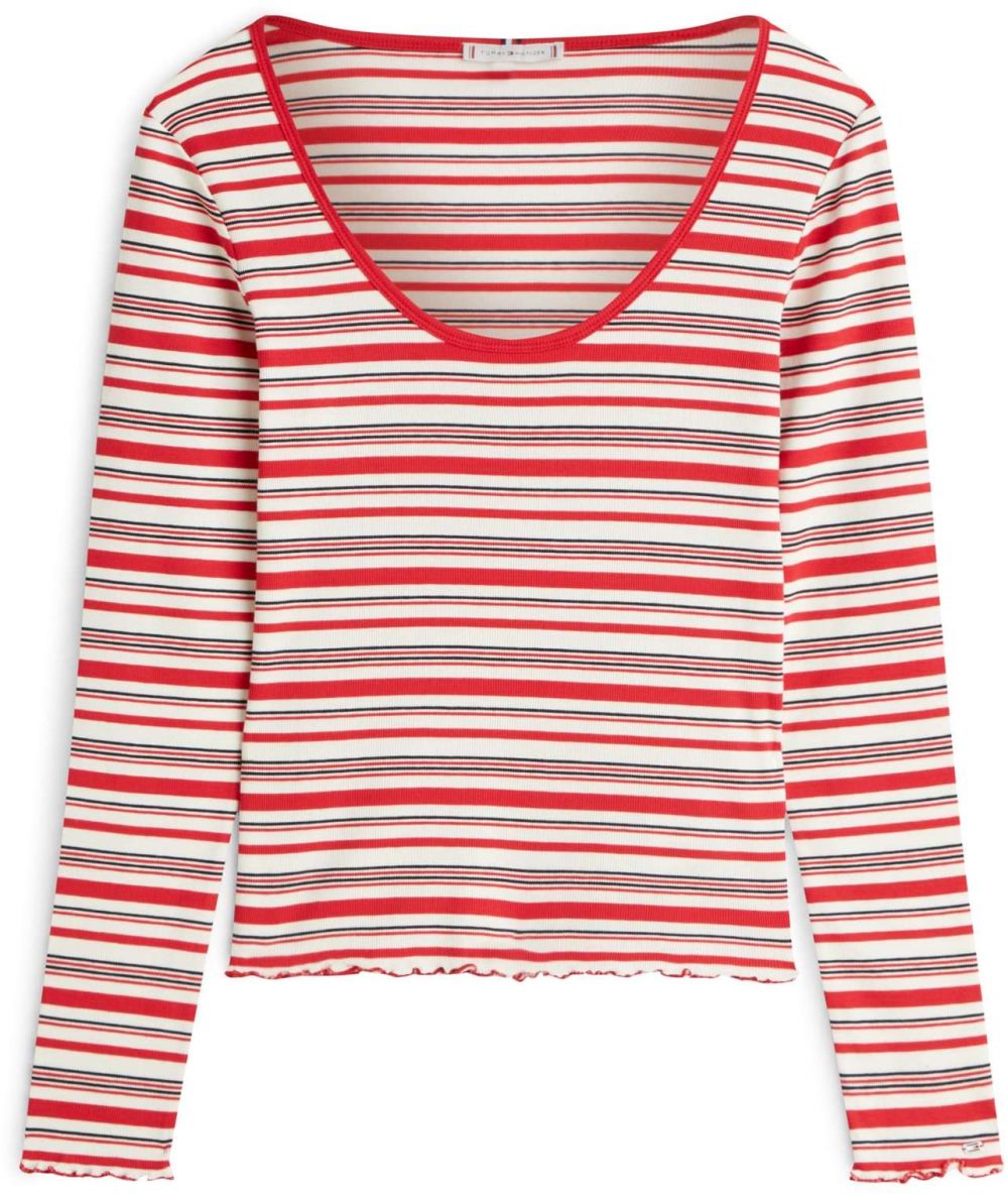 TOMMY HILFIGER Tričko  sivá / červená / biela