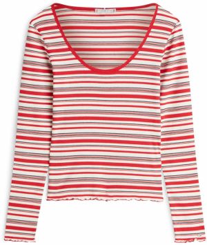 TOMMY HILFIGER Tričko  sivá / červená / biela