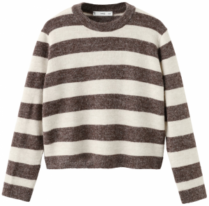 MANGO Sveter 'ARBOL'  hnedá melírovaná / prírodná biela