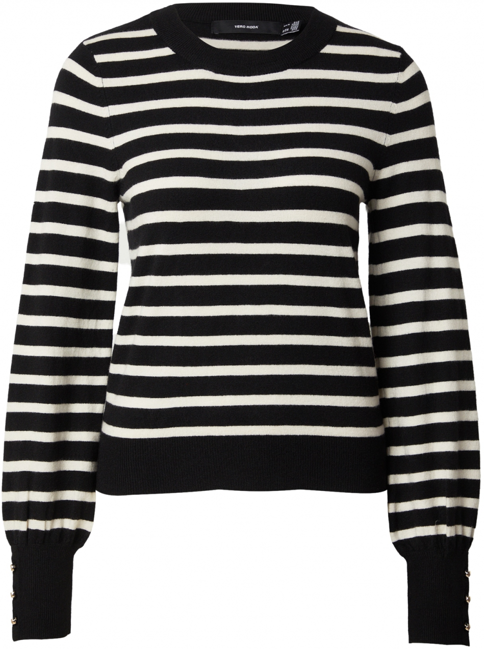 VERO MODA Sveter 'VMHAPPY'  čierna / biela