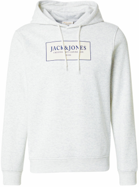 JACK & JONES Mikina 'JORGREENE'  námornícka modrá / biela / biela melírovaná