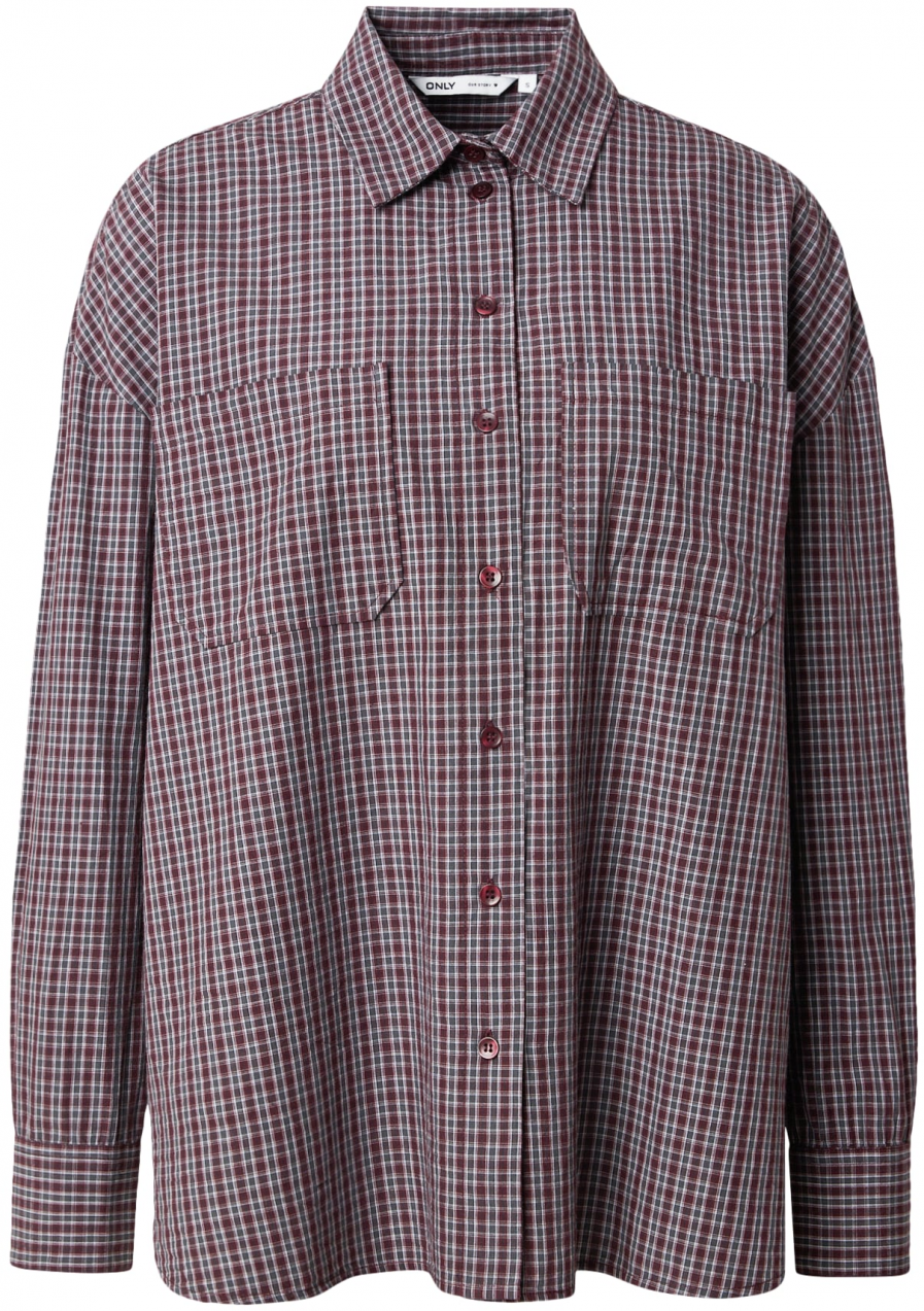 ONLY Blúzka  sivá / vínovo červená / biela