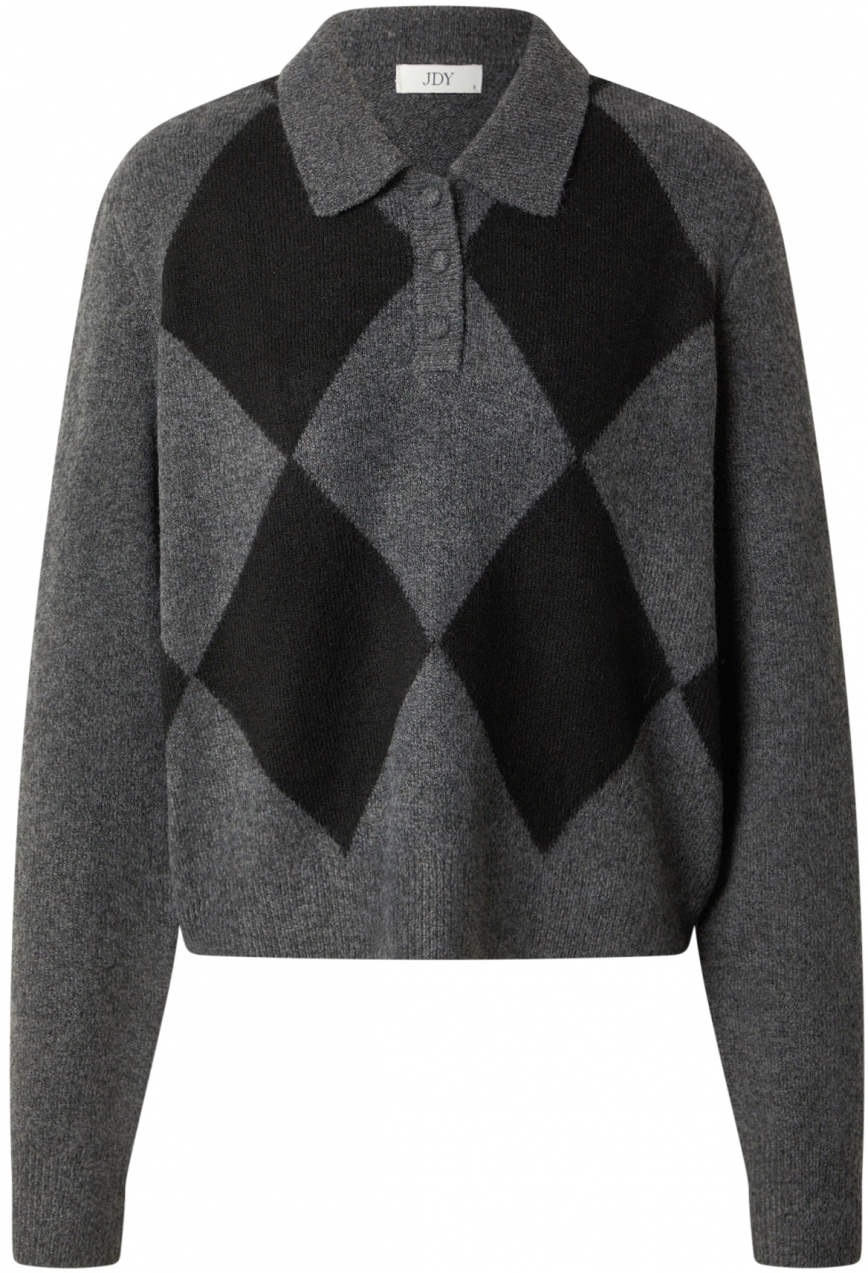 JDY Sveter 'JDYMARA'  sivá melírovaná / čierna