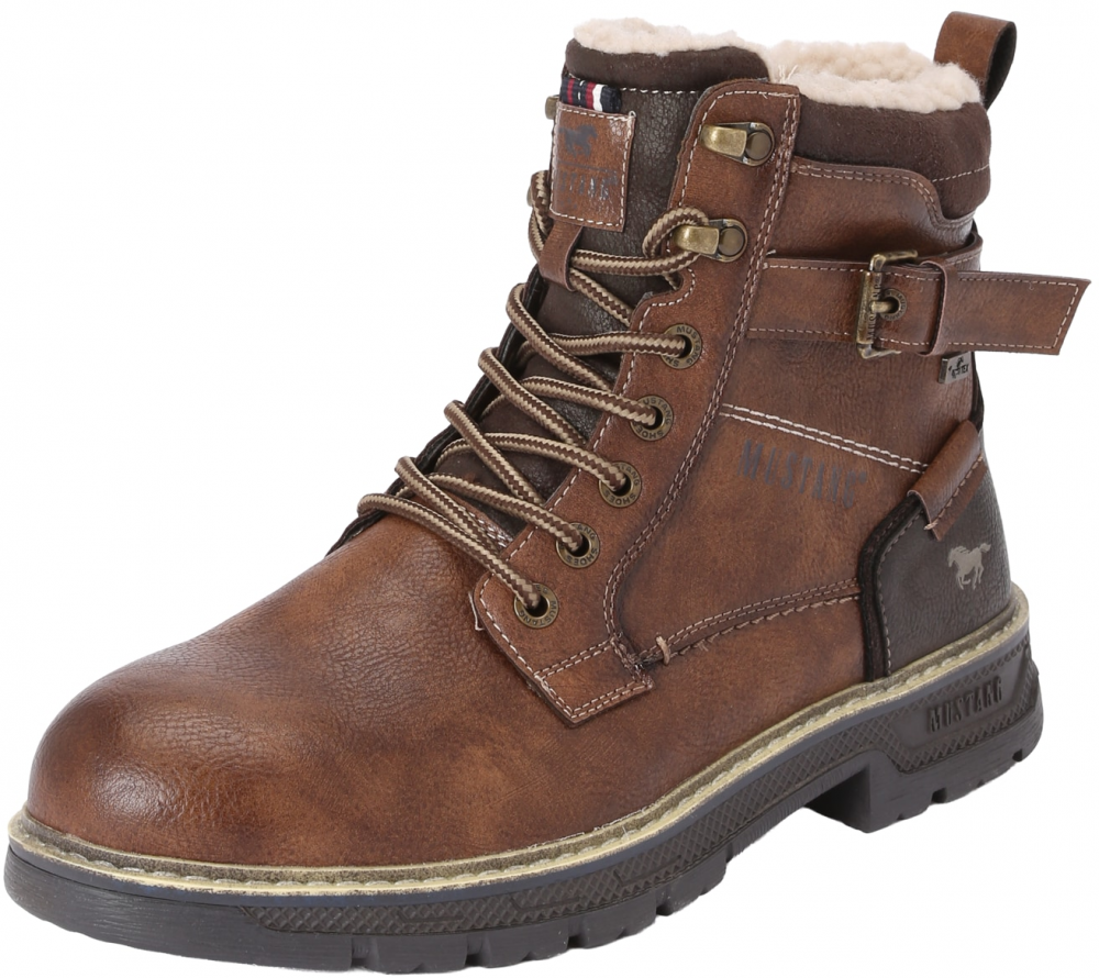 MUSTANG Šnurovacie čižmy  pueblo / tmavohnedá