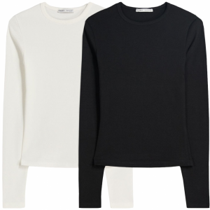 Bershka Tričko  čierna / biela