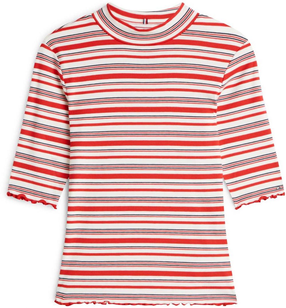 TOMMY HILFIGER Tričko  červená / čierna / biela