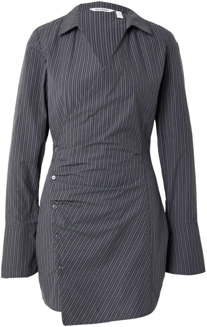 WEEKDAY Košeľové šaty  námornícka modrá / tmavosivá / biela