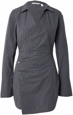 WEEKDAY Košeľové šaty  námornícka modrá / tmavosivá / biela