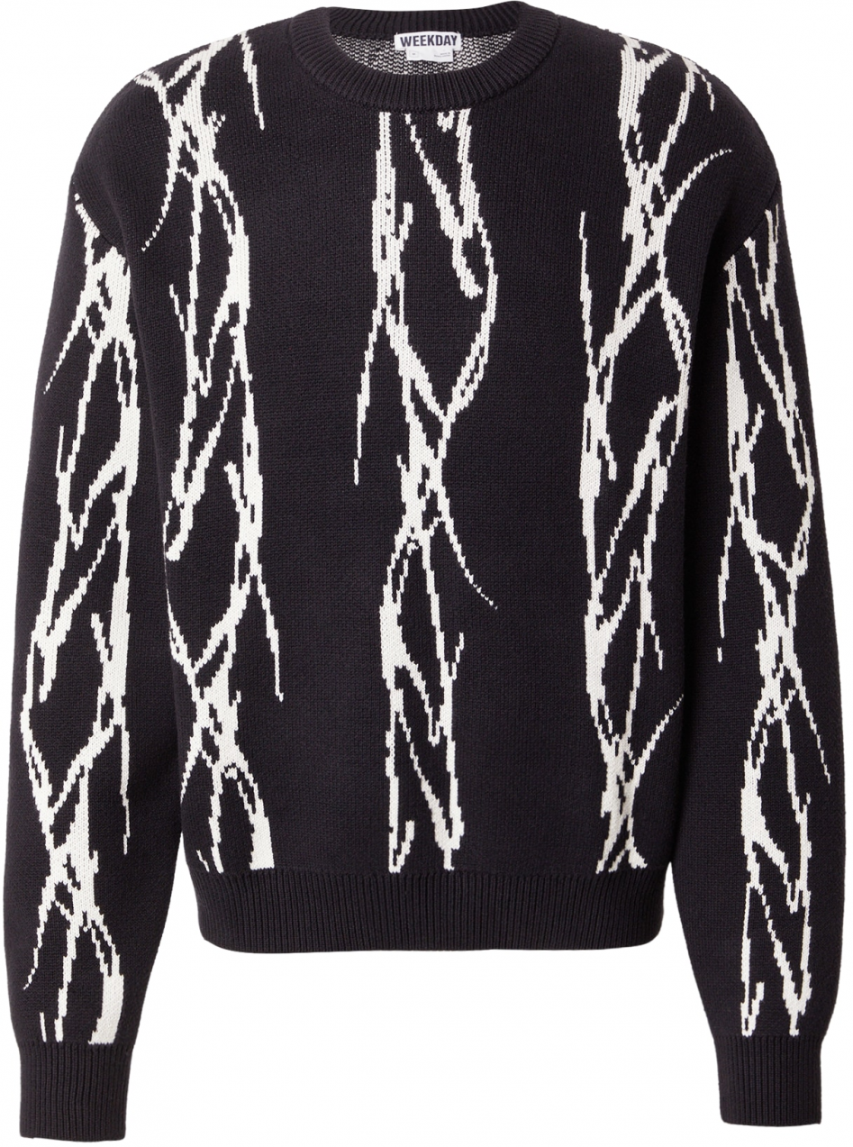 WEEKDAY Sveter 'Emilio'  čierna / biela