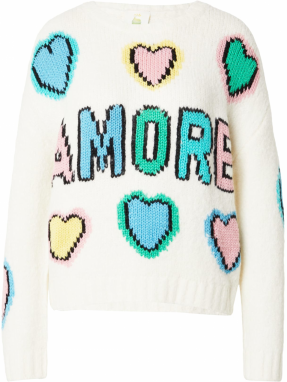 PRINCESS GOES HOLLYWOOD Sveter 'AMORE'  svetlomodrá / mätová / svetloružová / šedobiela