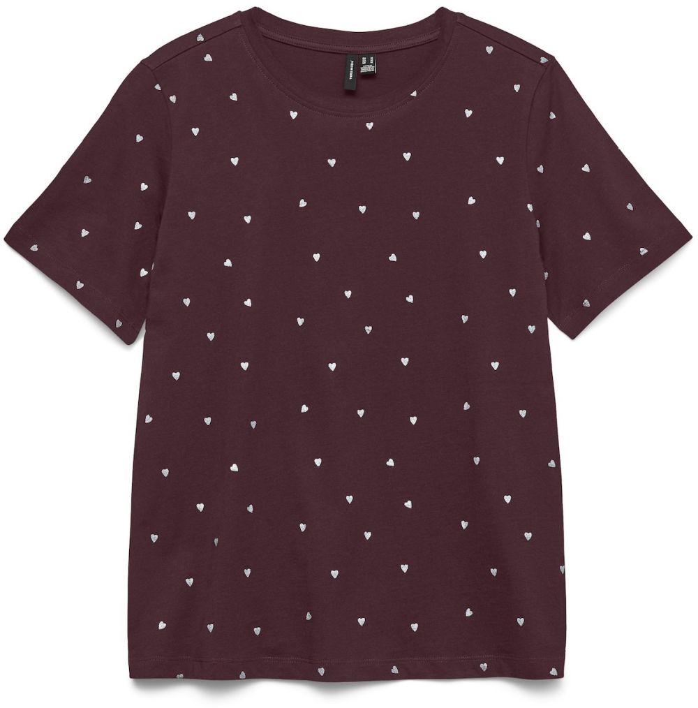 VERO MODA Tričko 'VMPAULINA'  vínovo červená / strieborná