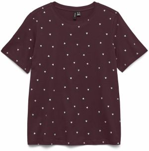 VERO MODA Tričko 'VMPAULINA'  vínovo červená / strieborná