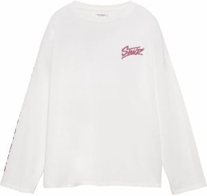 Pull&Bear Tričko 'STWD'  ružová / biela