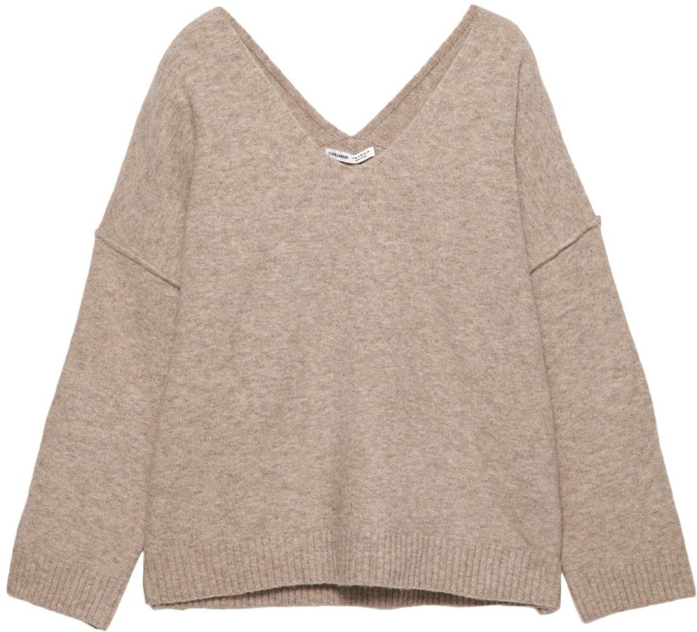 Pull&Bear Sveter  hnedá melírovaná