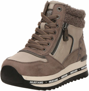 MUSTANG Šnurovacie členkové čižmy  tmavobéžová / tmavošedá