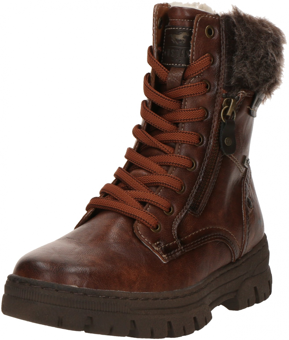 MUSTANG Šnurovacie členkové čižmy  hrdzavohnedá