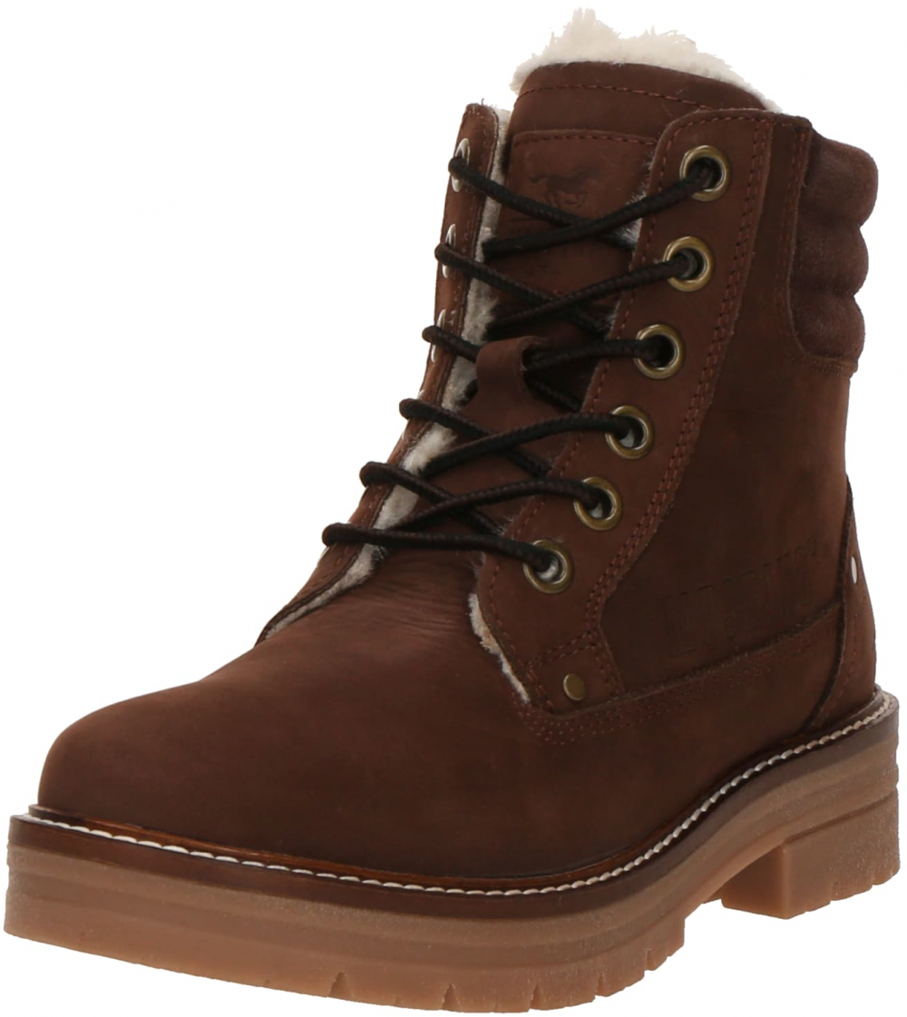 MUSTANG Šnurovacie členkové čižmy  tmavohnedá