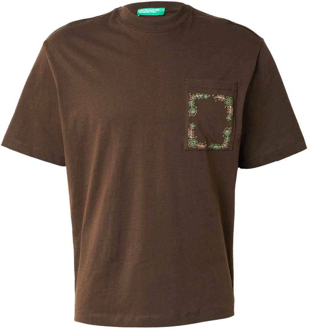 UNITED COLORS OF BENETTON Tričko  tmavohnedá / svetlozelená / ružová