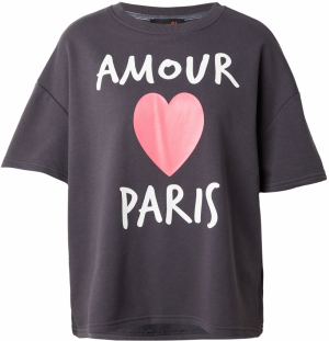 miss goodlife Mikina 'Amour Paris'  antracitová / jasne červená / biela