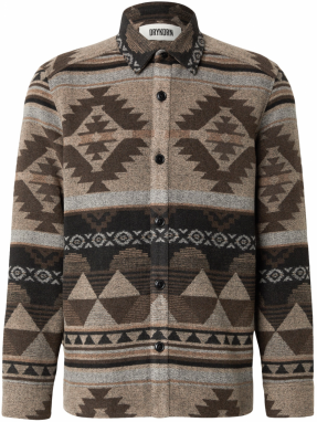 DRYKORN Košeľa 'DIEGGO_1'  béžová melírovaná / hnedá / čierna