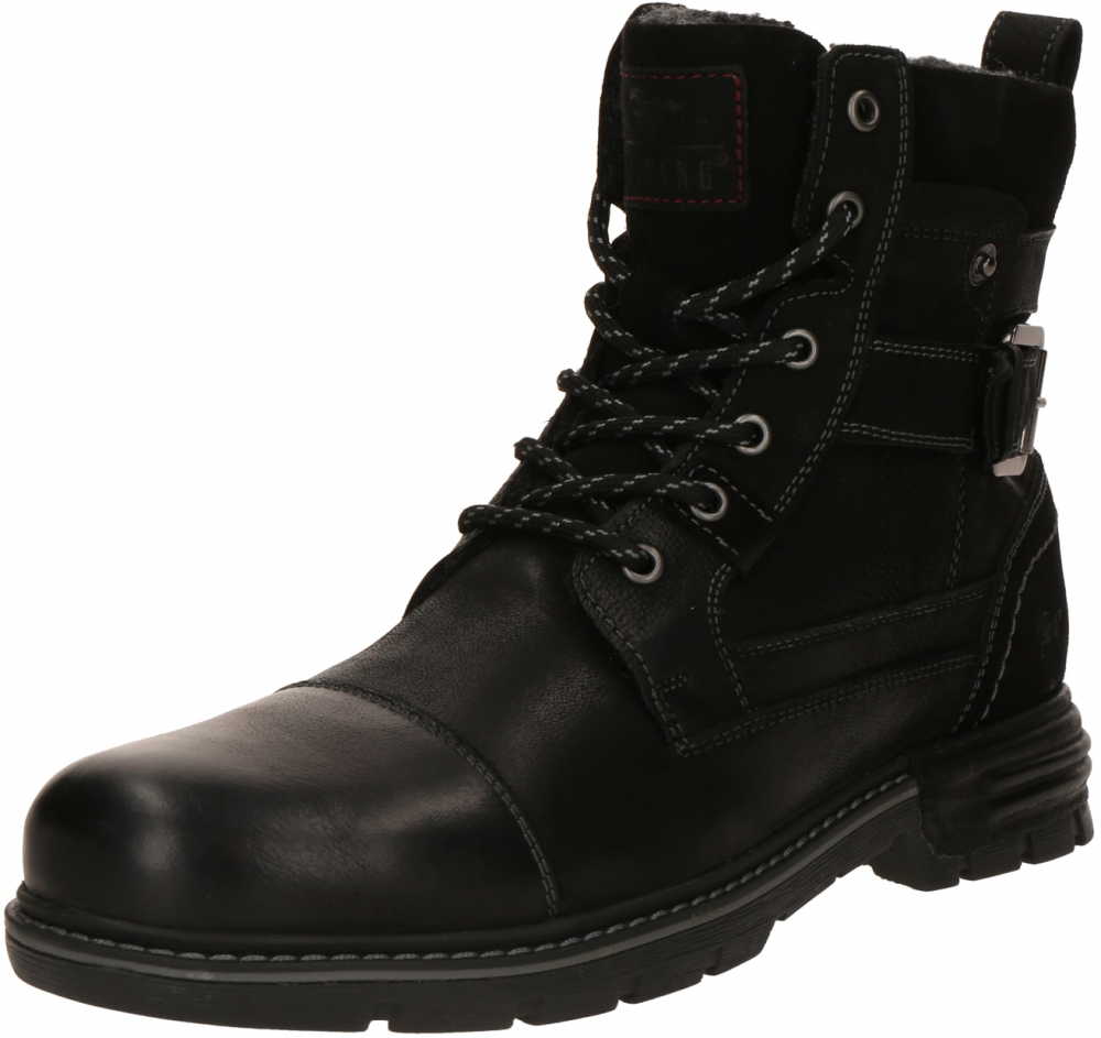 MUSTANG Šnurovacie čižmy  čierna