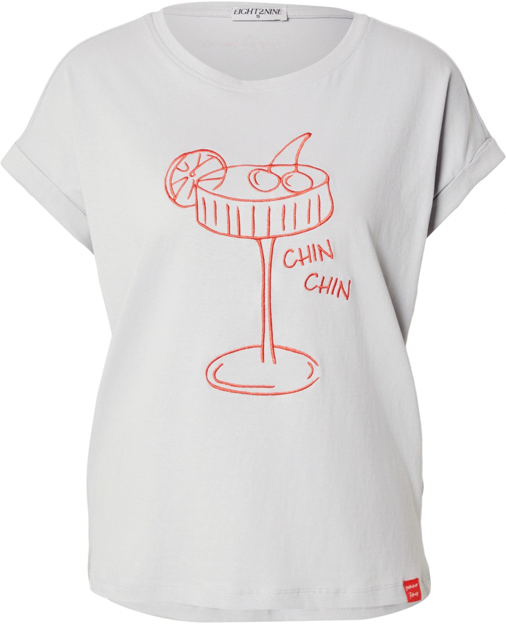 Eight2Nine Tričko  svetlosivá / oranžová