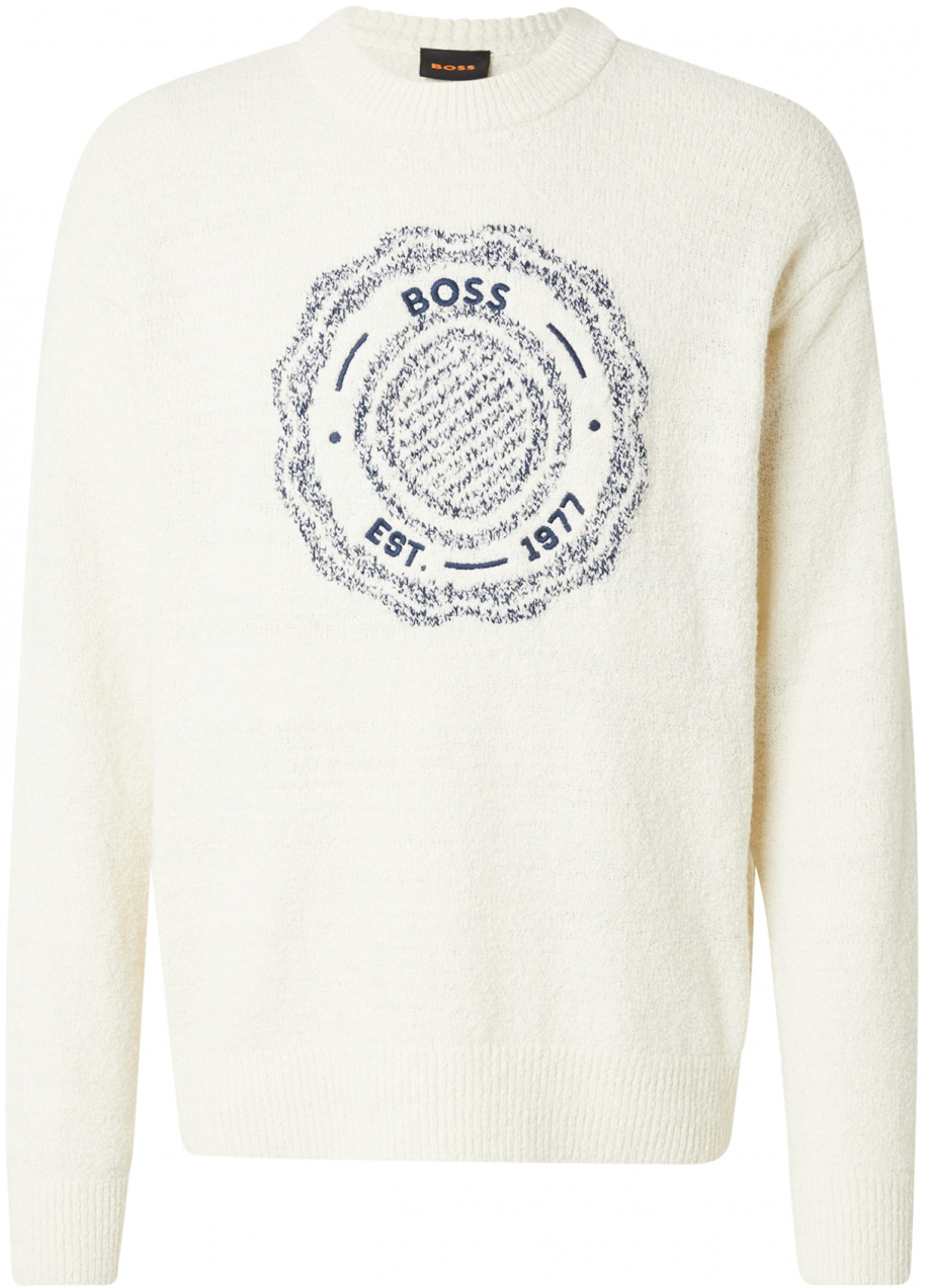 BOSS Sveter 'Kerbert'  svetlobéžová / námornícka modrá