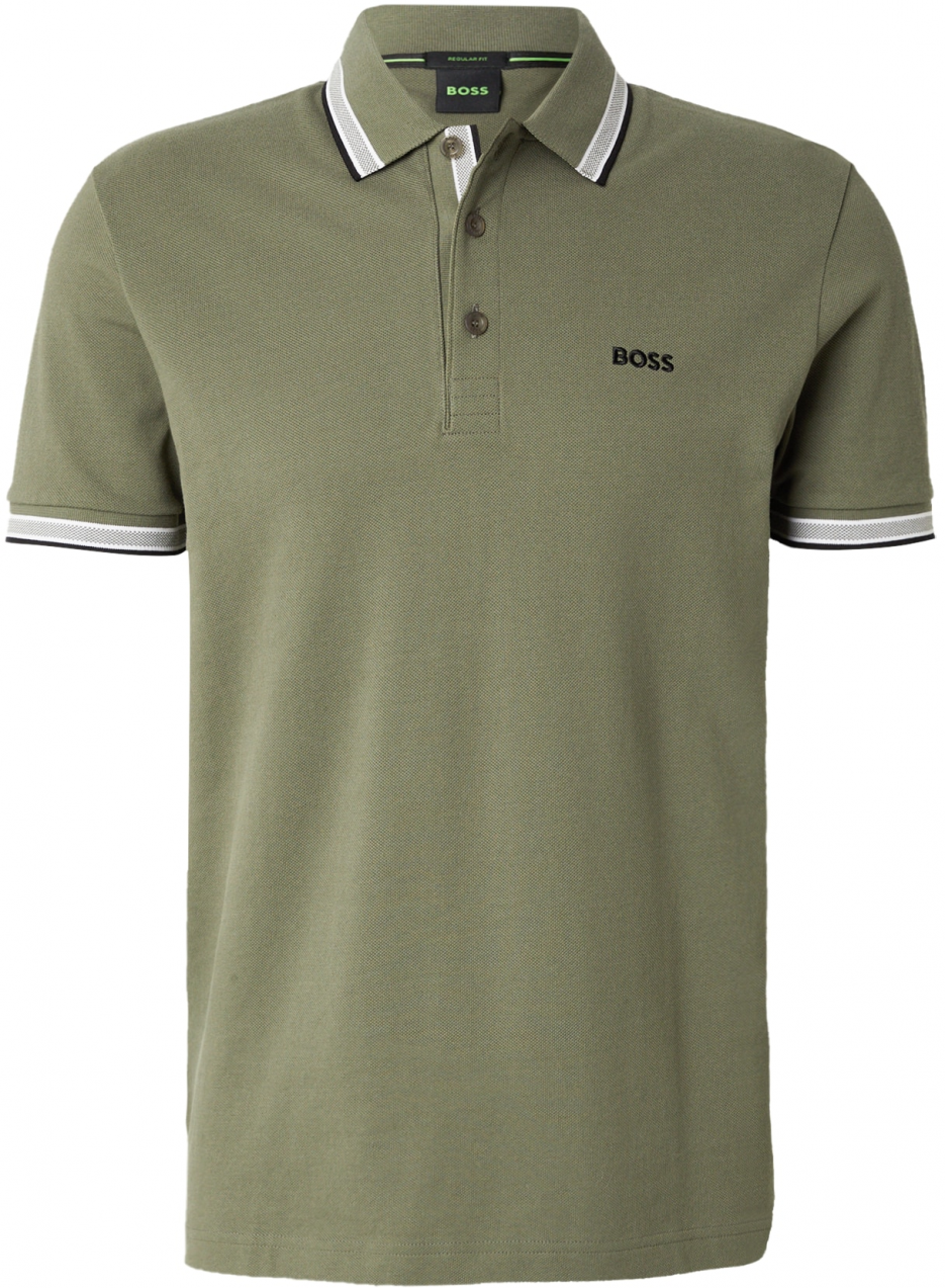 BOSS Tričko 'Paddy'  kaki / čierna / biela