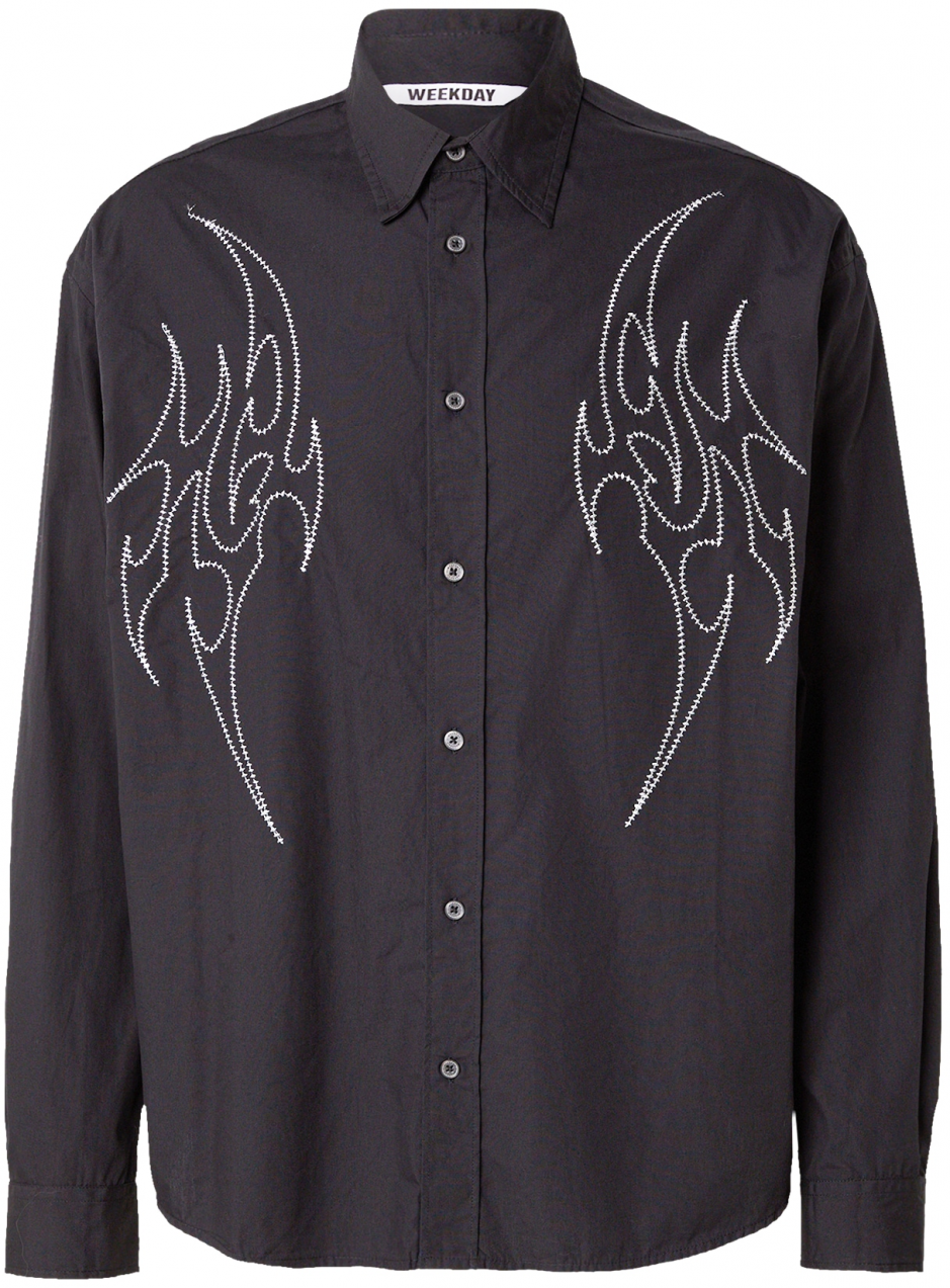 WEEKDAY Košeľa  čierna / biela