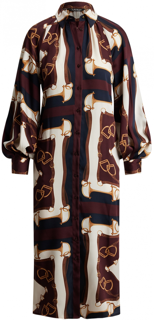 Lauren Ralph Lauren Košeľové šaty  námornícka modrá / gaštanová / svetlohnedá / biela