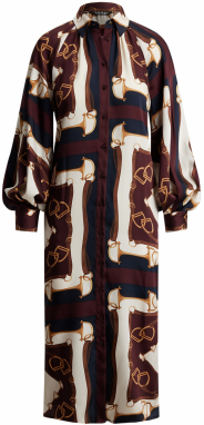 Lauren Ralph Lauren Košeľové šaty  námornícka modrá / gaštanová / svetlohnedá / biela