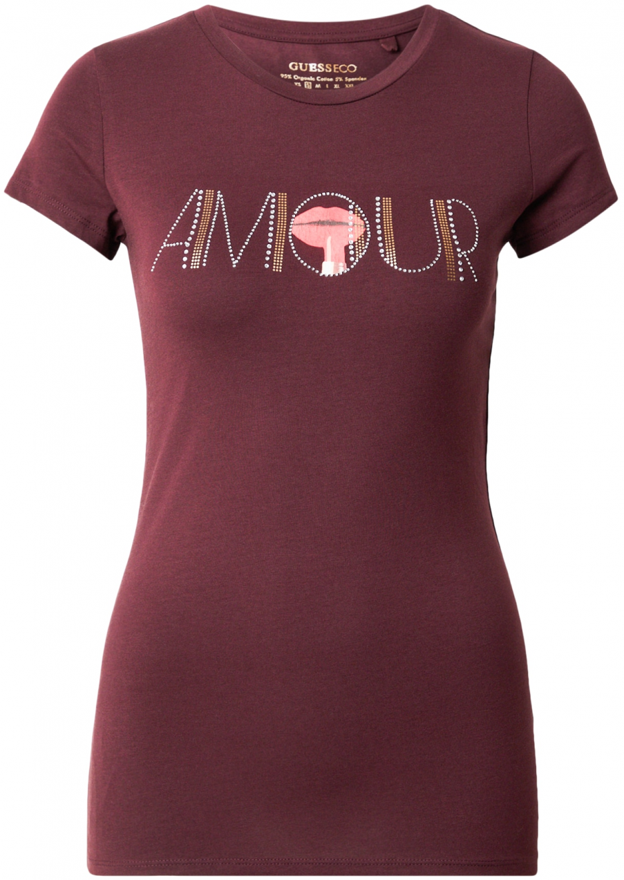GUESS Tričko 'AMOUR'  zlatá / cyklaménová / ružová / strieborná
