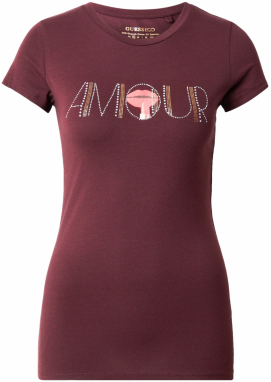 GUESS Tričko 'AMOUR'  zlatá / cyklaménová / ružová / strieborná