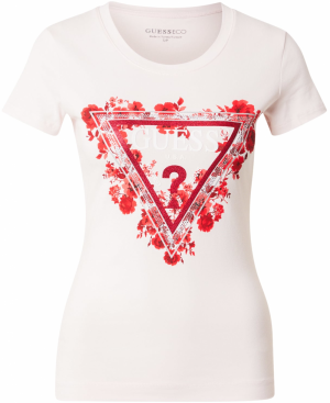 GUESS Tričko  pastelovo ružová / červená / strieborná / biela