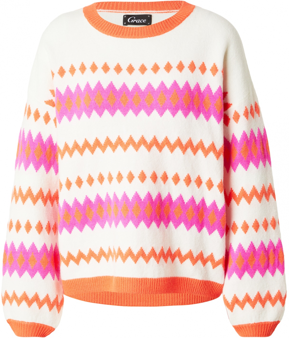 Grace Sveter  mandarínková / svetloružová / biela